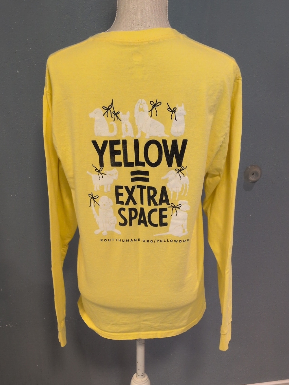 Humane Society Dog Lover Yellow Equals Extra Space 100% Cotton Long Sleeve Shirt